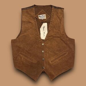 Vintage Brown Suede Vest Size Medium Boho Western Deadstock